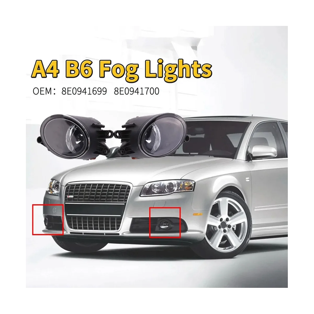 Left Car Front Bumper Fog Light Lamp for Audi A4 B6 2001- 2005 Car-Styling 8E0941699 8E0941700 Halogen Fog Lamp