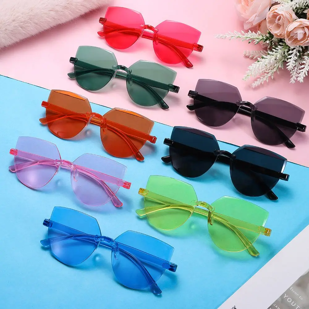 

Retro Trendy Transparent Party Favor Cat Eye Sunglasses Eyewear Rimless Sunglasses for Women