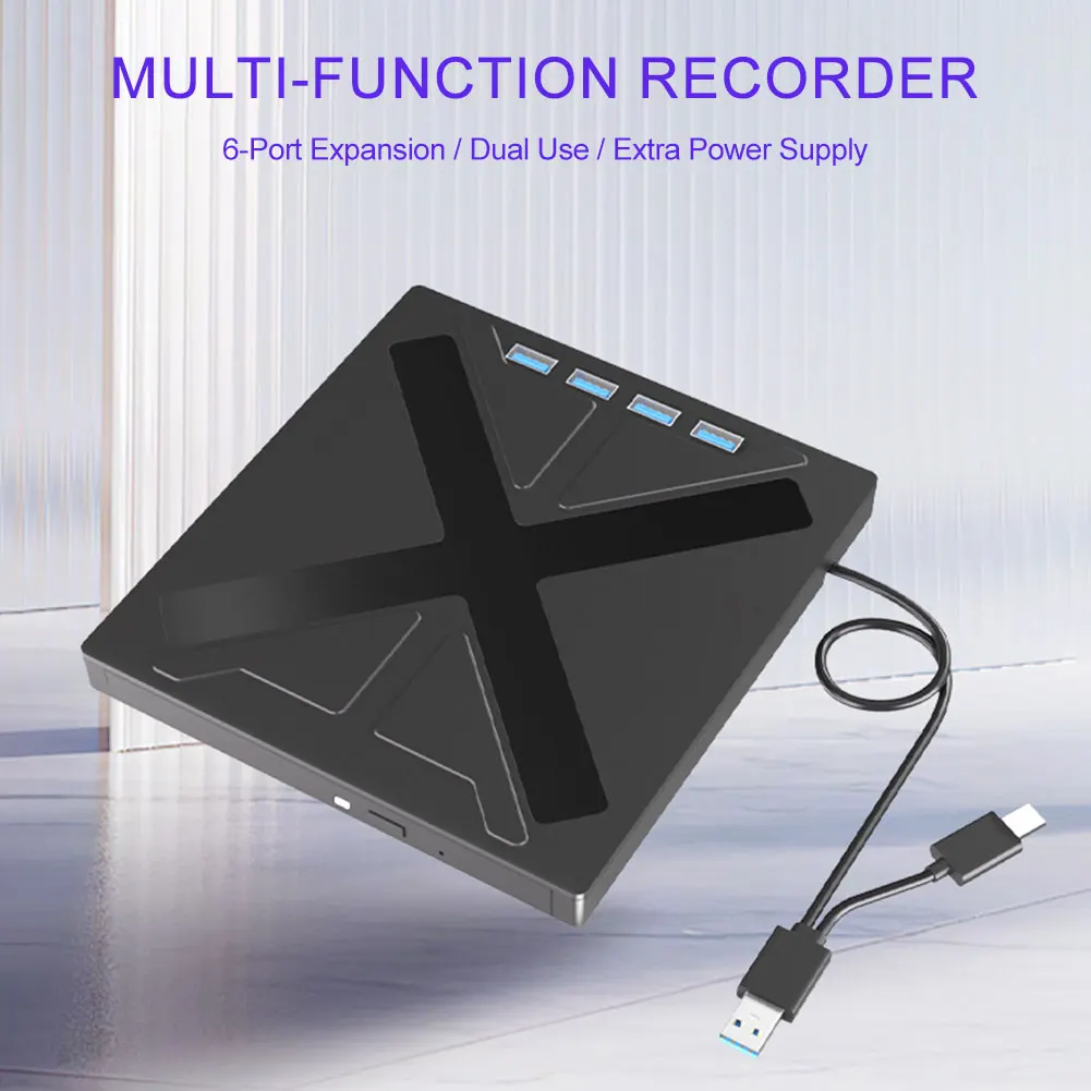 CD/DVD Player USB3.0 Type-C Portable CD DVD Burner Compatible with Win Mac OS Portable CD Drive TF for MacBook Laptop