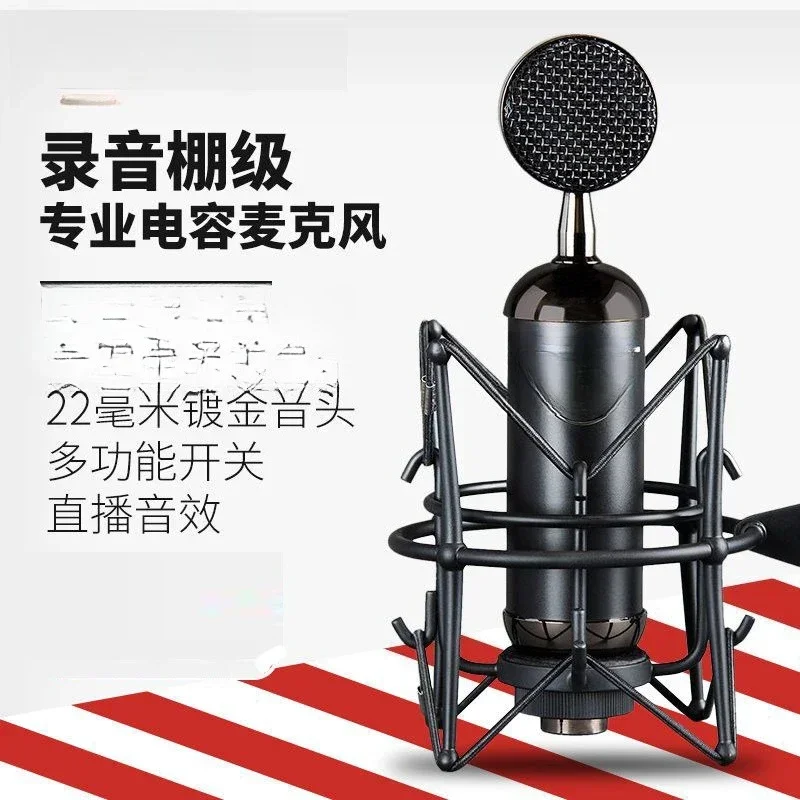 Karaoke live streaming host condenser microphone, large diaphragm recording microphone