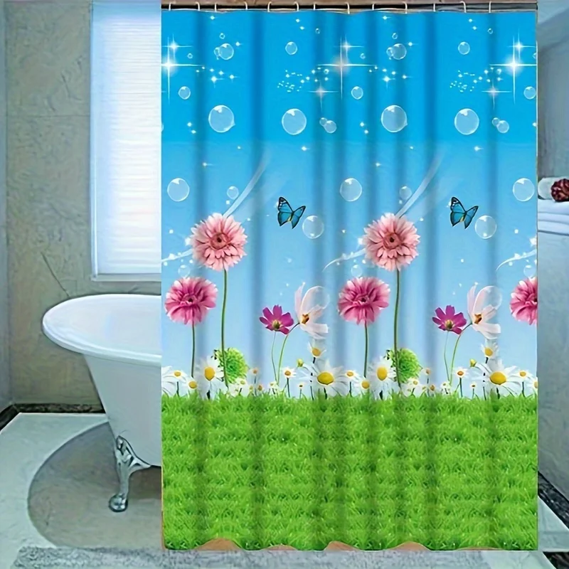 

Занавеска для душа Spring Garden — яркие цветы и бабочки для высокоэлегантной атмосферы в ванной комнате
