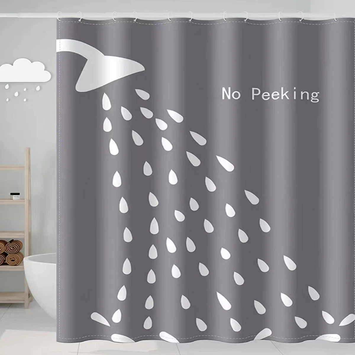 1 pc gray shower pattern polyester shower curtain waterproof cloth bathroom thickening anti-mildew partition curtain bat