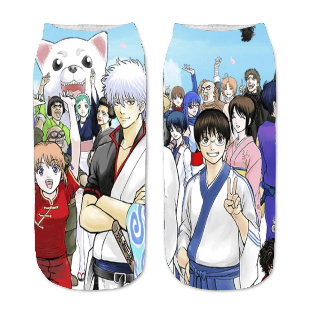 Socks Anime GINTAMA 3D Printed Sadaharu Cartoon Straight Socks Men Women Short Sock teenager Kawaii Party Ankle cute Sock