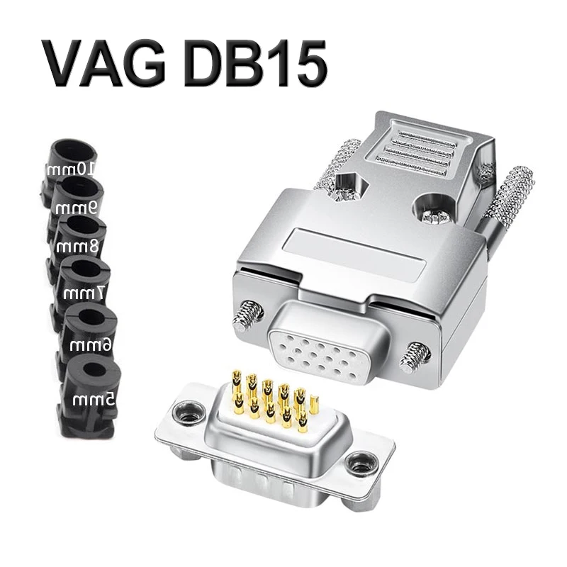 DB15 Pure Copper VGA Connector Welding Plug Male Female 3 Rows 15 Pin Connectors Computer Video Interface VGA Plug Adapter