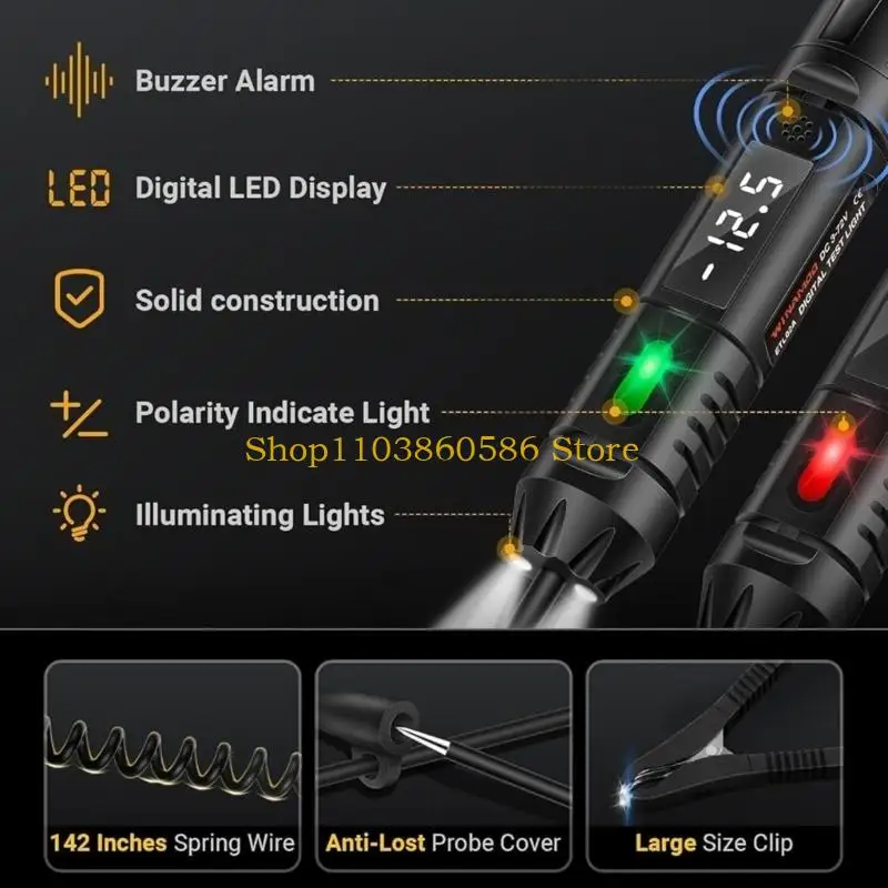 242A Multifunction Digital Circuit Tester With Reverse Polarities Protections And Spring Wire Cable Automotive Electrical Tool