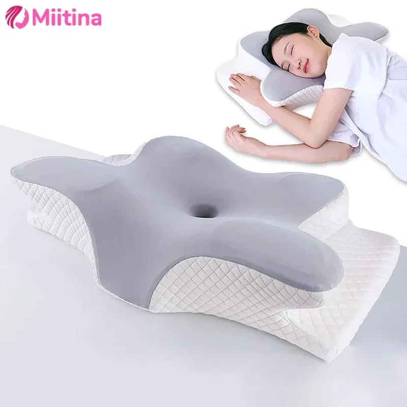 Memory Foam Pillow Butterfly Shaped Relaxing Cervical Slow Rebound Neck Contour Orthopedic Pillow Pain Relief Sleeping Pillows