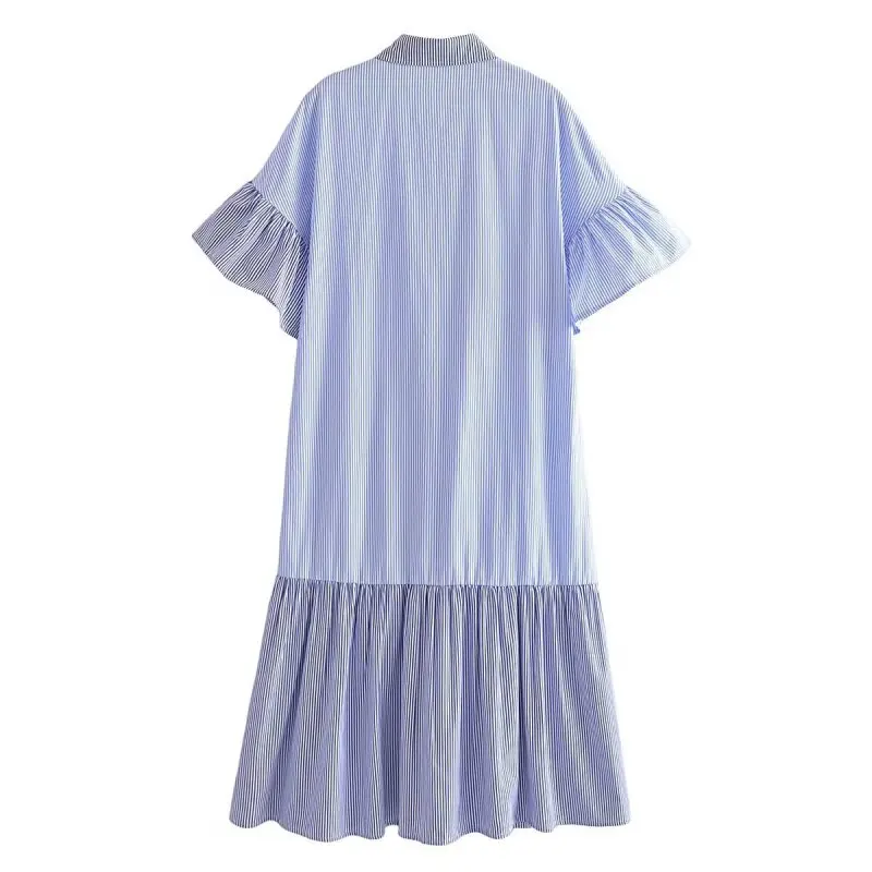 Vestido camisero asimétrico de dos tonos para mujer, vestido informal de verano de manga corta, minivestido holgado a la moda con C