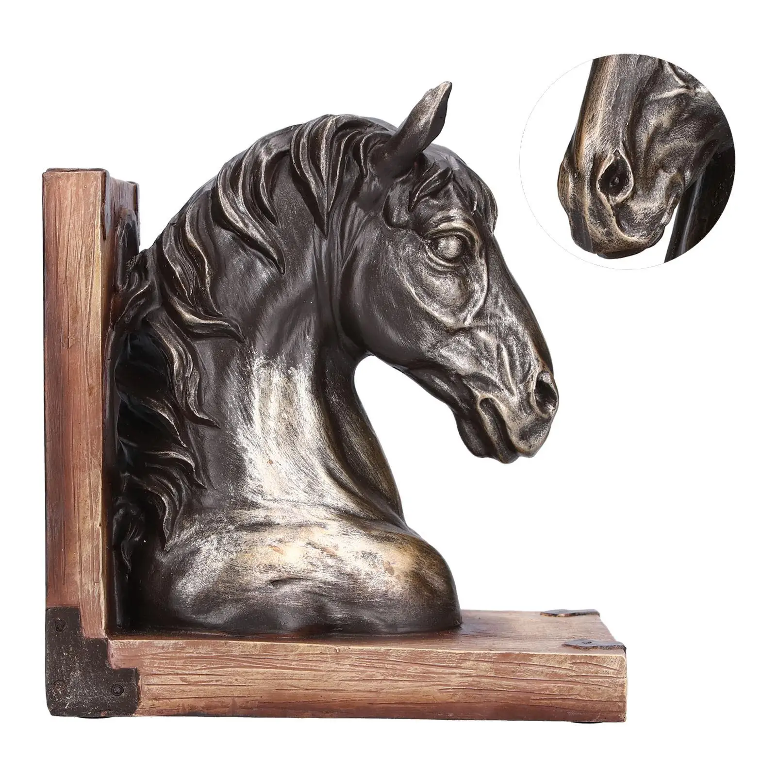 Elegant Multifunctional Horse Head Resin Bookends - Unique Home Office & Living Room Decor