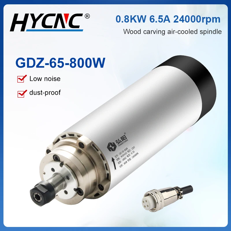 

CNC Spindle 800w Four-bearing ER11 400HZ 24000rpm Circular Air Cooled Spindle Motor 65mm Diameter CNC Router Engraving Cutting