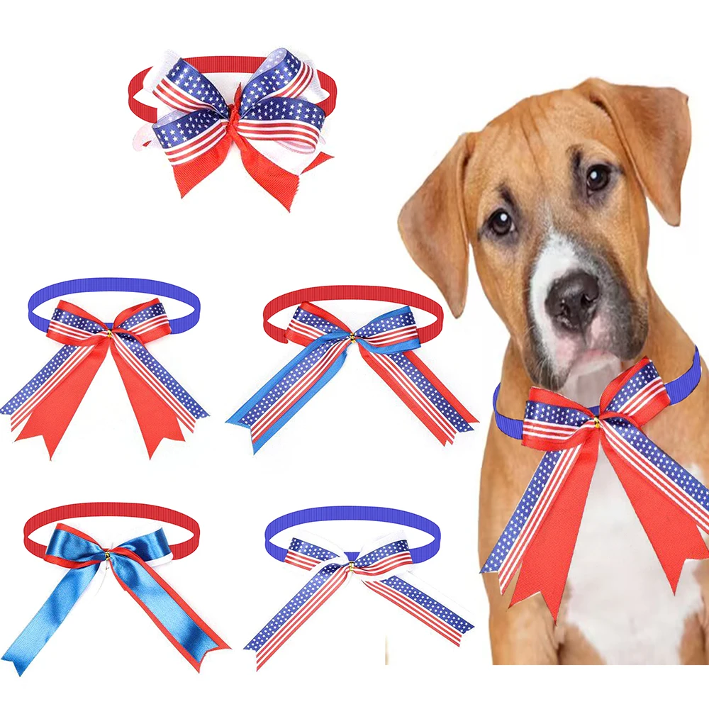 30pcs Big Dog Accessories 4th of July Large Dog BowTies Large Pet Neckties Pet Supplies Dogs Tie PetAccessories for Large Dogs