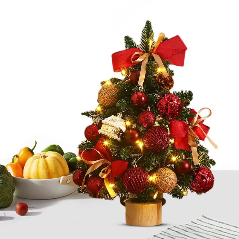 

Artificial Christmas Tree Artificial Tabletop Tree Christmas Tree With LED Lights And Ornaments For Home Room Bedroom Hall
