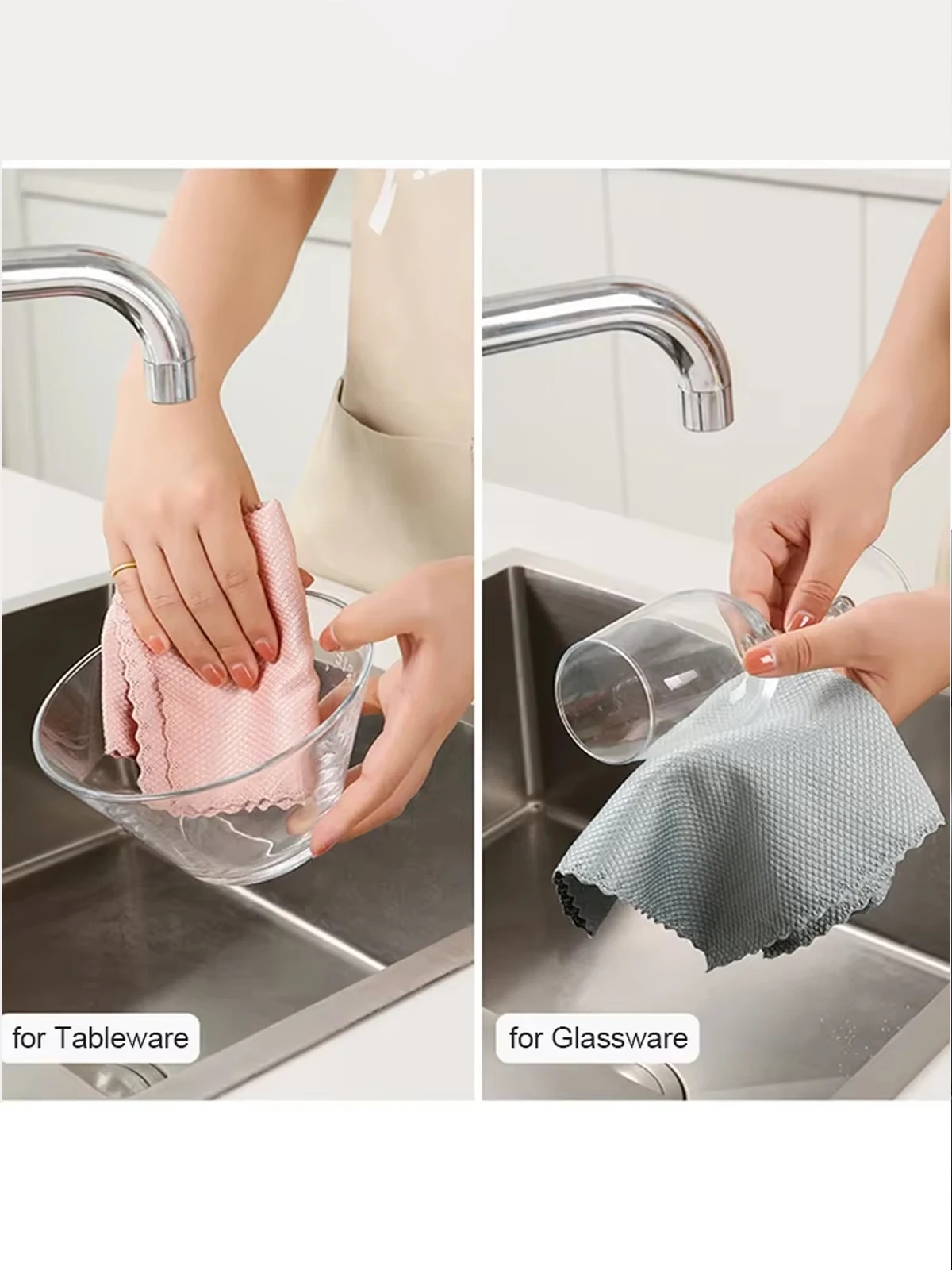 Microfiber Glass Cleaning Cloth Rag Lint-Free for Windows Car Kitchen Mirror No Trace Reusable Fish Scale Rag Polishing