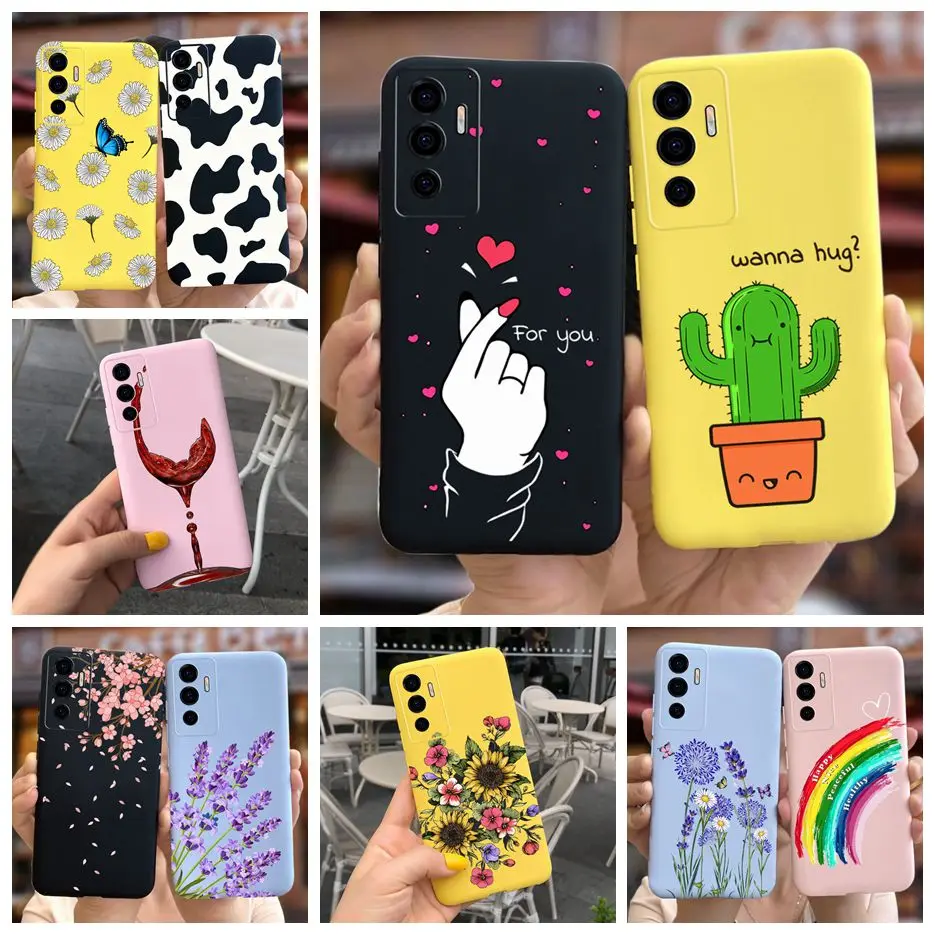 For Vivo V23e Case Cute Candy Painted Cover Shockproof Phone Case For Vivo Y75 V 23 e VivoV23e 5G Cover Coque Soft Fundas Bumper