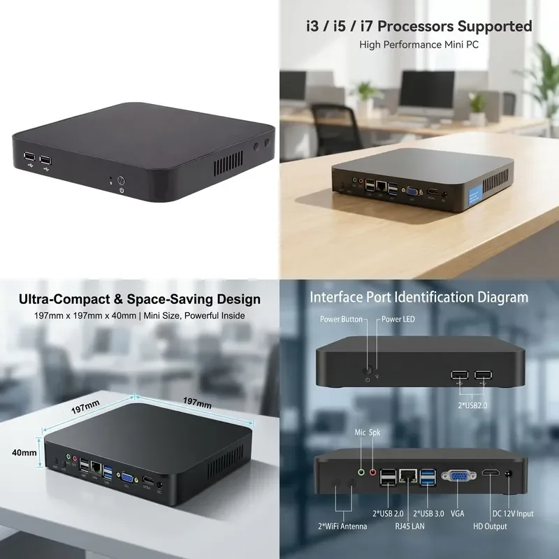 【CHIMU HOME】 High Efficiency Office Mini PC for Core i5-8365U 6 USB Ports Dual Display HD Output for Modern Workspace