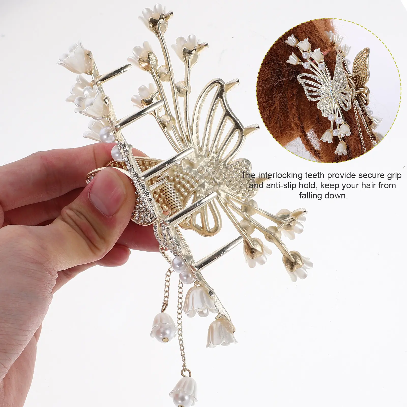 

Mini Pearl Butterfly Rhinestone Claw Clip for Women Small Metal Hair Clip Stylish Decorative Accessory Ideal for Teens and Daily