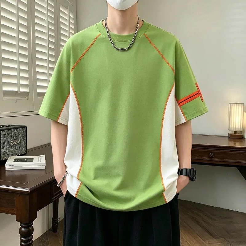 Unisex Dopamine Color Block Quick Dry T Shirt Breathable Short Sleeve Top Outdoor Hiking Cycling Casual Basic Tee