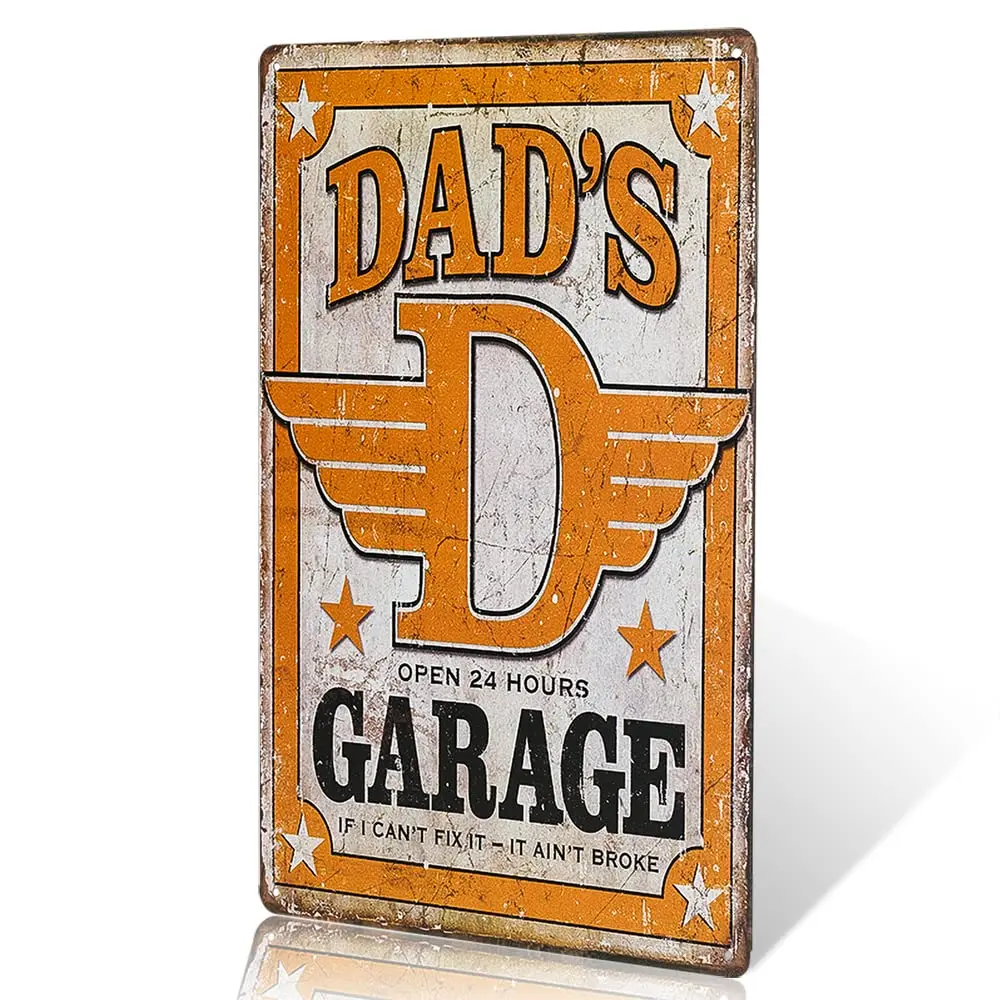 dingleiever-Dad's Garage Tin Metal Sign Decor Funny Humorous Daddy Father