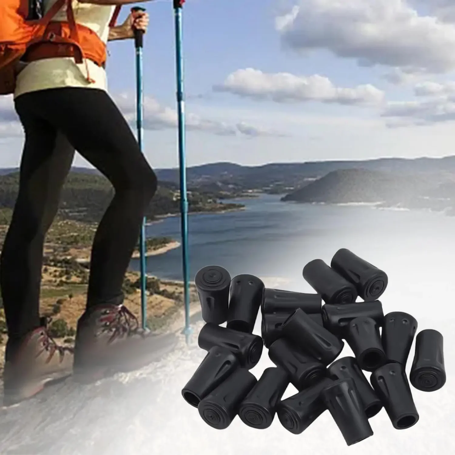 18x Hiking Pole Tips Antiskid Walking Stick Trekking  Backpacking Cane Outdoor Activities