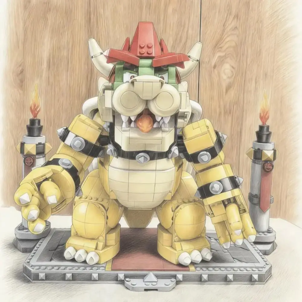 

2807Pcs Mighty | Интерактивная игрушка-конструктор Bowser King New Component из пластиковых блоков, модель 71411, для друзей