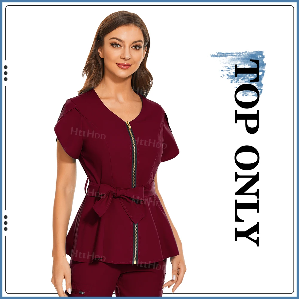 Beauty Spa Uniformen Modisches Kurzarmhemd Hochwertige medizinische Peelings Frauen Veterinäruniform Top Weiche Stilljacke – Detail 13