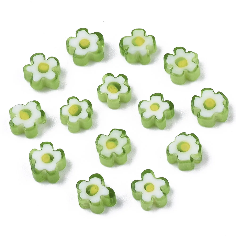 20pcs Mini Flower Beads Glass Spacer Beads Polymer Glass Beads For Jewelry Making DIY Handmade Bracelet Ring Earring Accessories