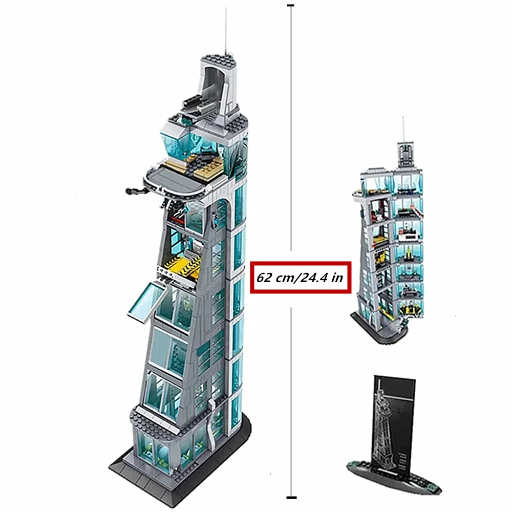 

IRON-HEROES Tony ArmourTower Hall City 7 Floors MOC-Starks Streetview Architecture Model Building Blocks Bricks Gift Toy Gift