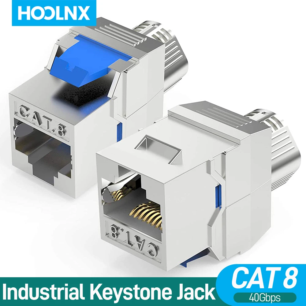 Hoolnx CAT8 CAT7 CAT6A CAT6 narzędzie mniej RJ45 gniazdo Keystone, metalowy narzędzie blokujące ze stopu cynku bez osłony STP