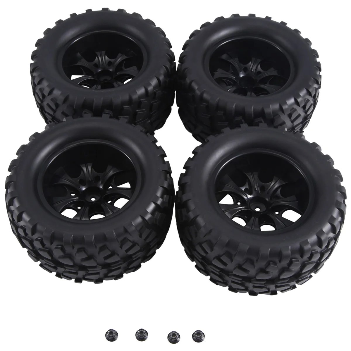 

12mm Hex RC Wheels and Tires 1/10 Scale RC Truck Tires Wheels for Stampede Hoss 2Wd Vxl Tires,A