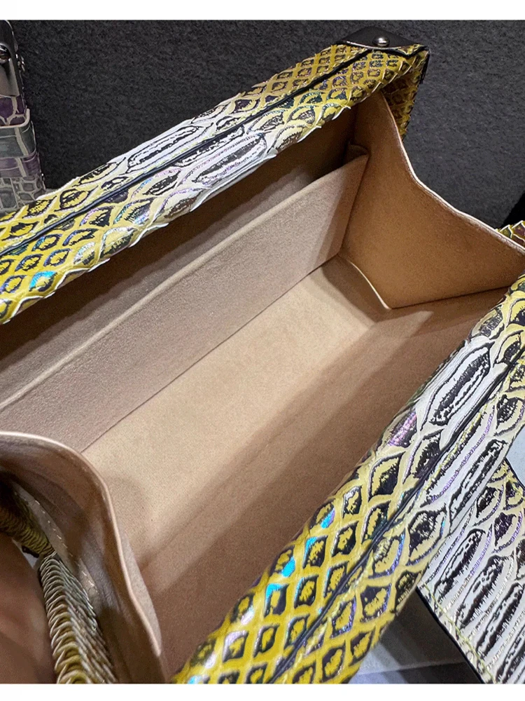 Luxus Marke Leder Mode Krokodil Muster Box Schulter Umhängetasche Abendessen Taschen für Frauen Bolso Marca Lujo – Detail 2