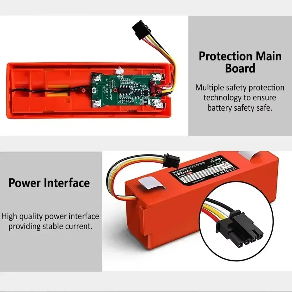 100% original BRR-2P4S-5200S aspirador de pó robótico bateria substituição para xiaomi roborock s55 s60 s65 s50 s51 s5 max s6 peças