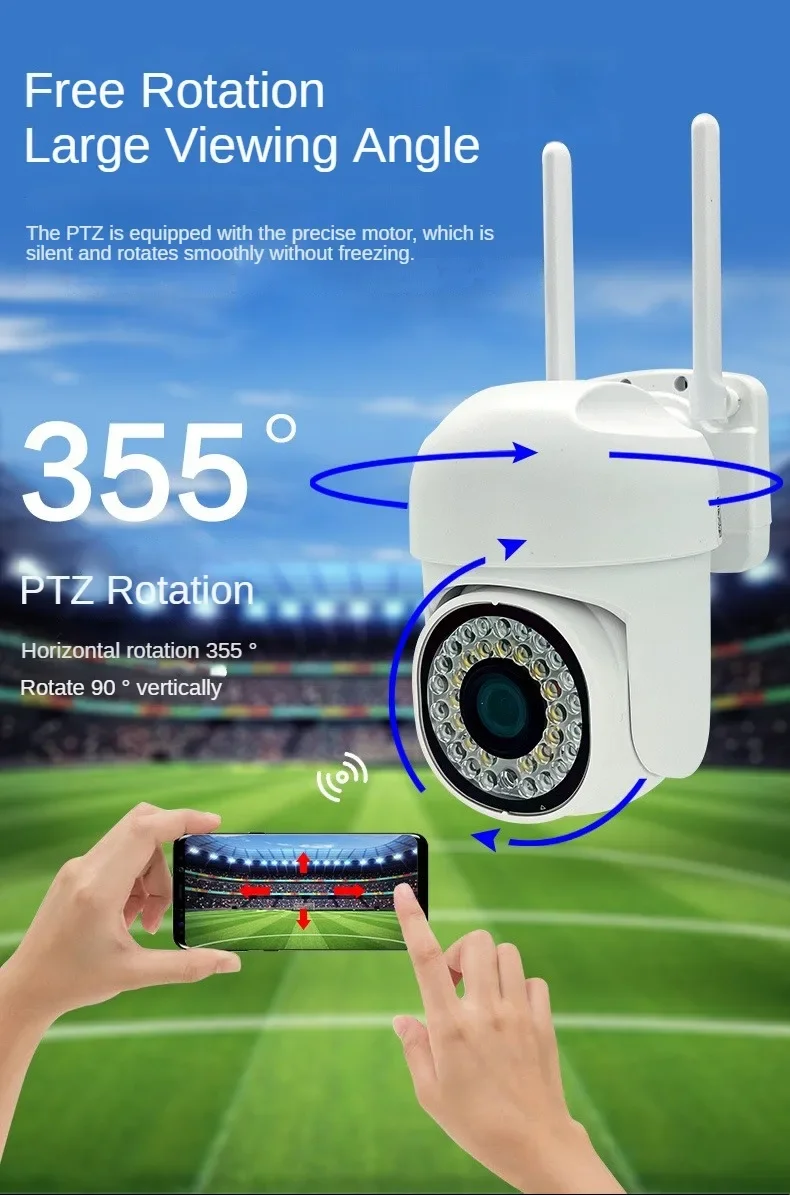 True HD 5G Telecamera IP di sorveglianza PTZ impermeabile wireless esterna Telecamera panoramica per visione notturna Telecamera Wi-Fi remota per