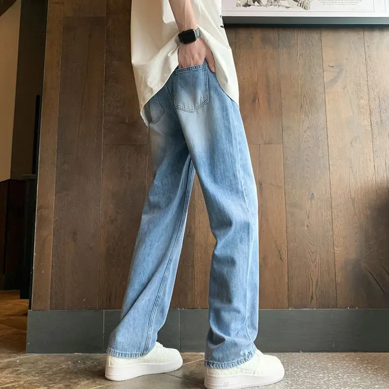 

Men's Gradient Washed Vintage Loose Casual Boot Cut Denim Pants Man Korean Style Chic Streetwear Hip Hop Jeans Trousers F22