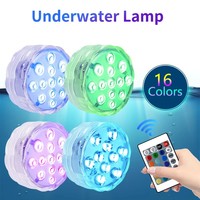 10leds RGB Led Submersible Light Underwater Night Lamp Battery Operated Garden Swimming Pool Light for Wedding Party Vase Bowl