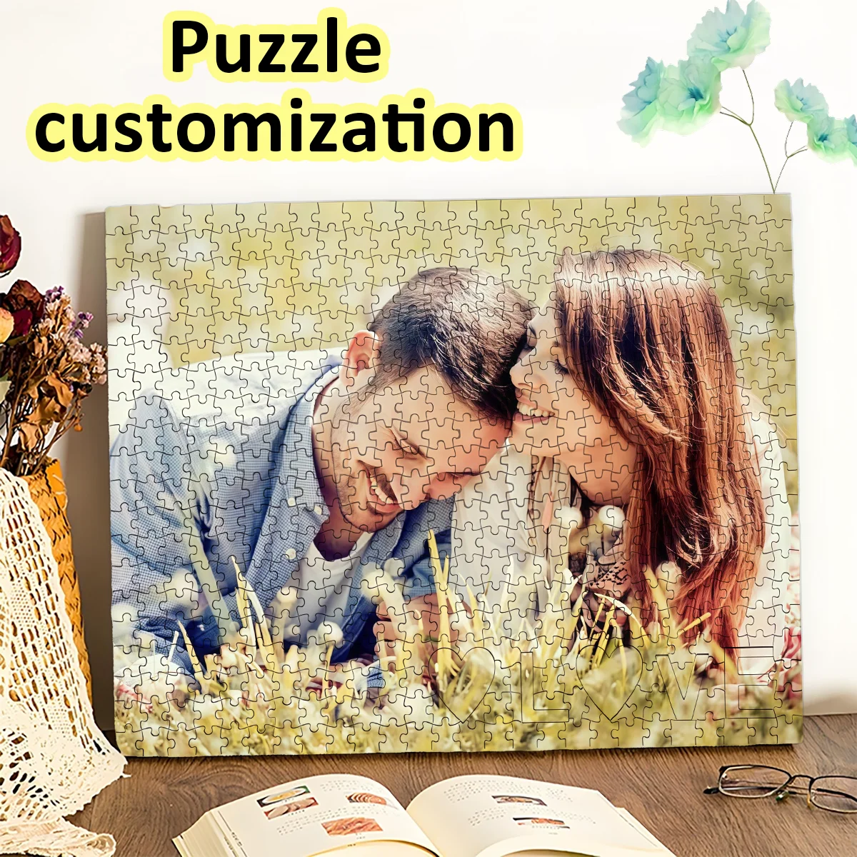 

520/1314PCS,Personalized Wooden Puzzle - Customized Photo and Design Puzzle, Valentine's Day, Birthday Unique Gift, Family
