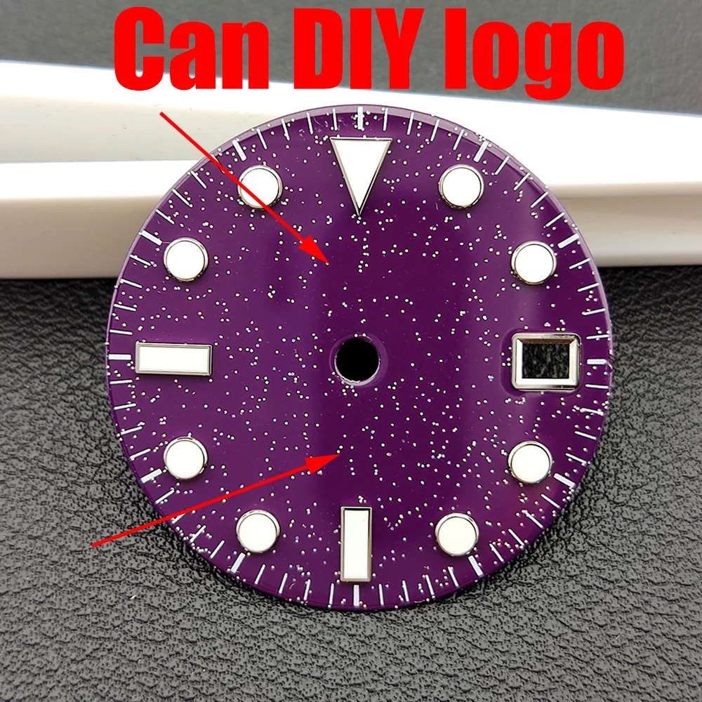 28.5mm NH35 watch dial Deep Purple Starry Sky Style dial fit NH35 Movement Watch accessories watch face Blue luminous NH35 dial