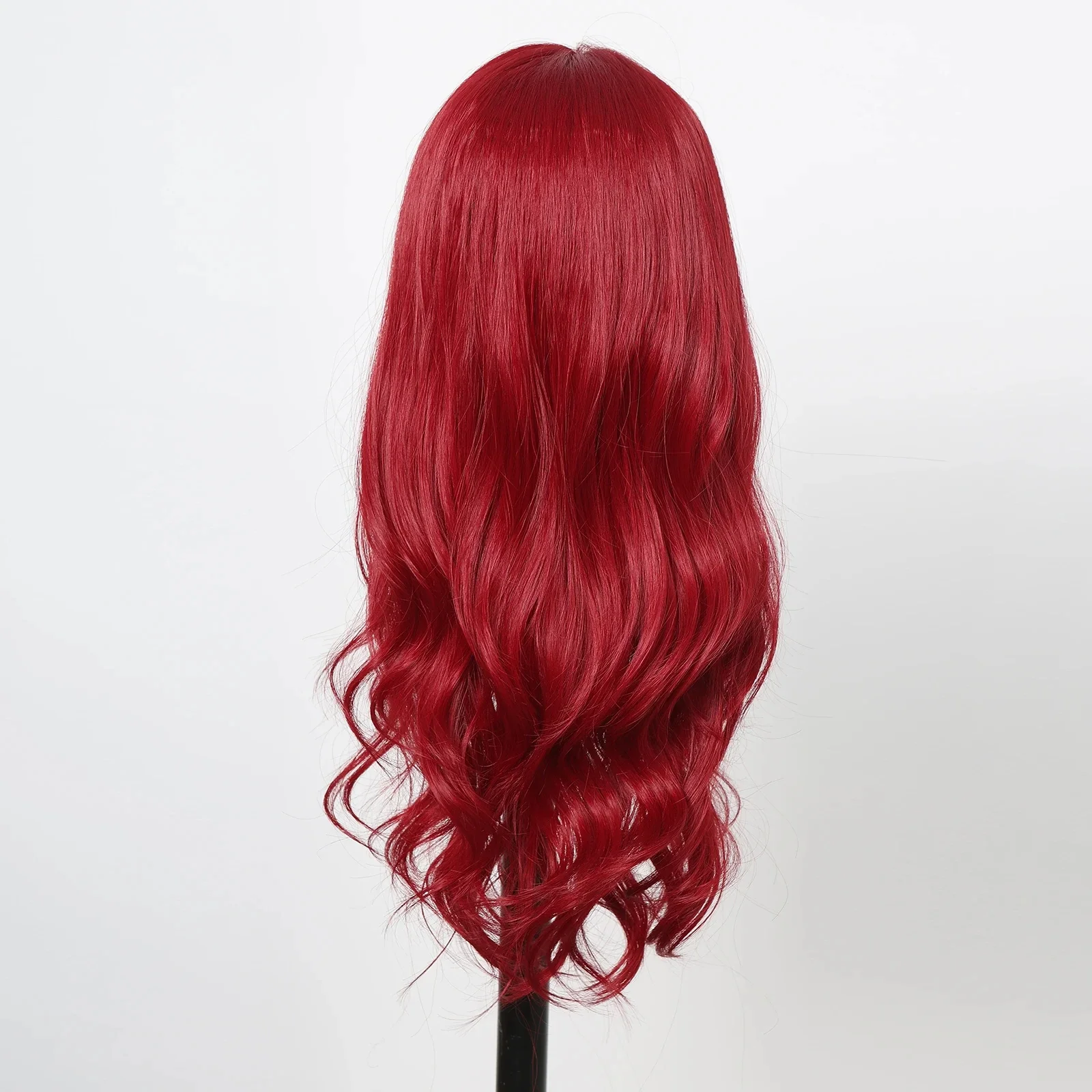 Red Synthetic Wig, Naturally Wavy, Long Curly Hair, Women's Daily Party Cosplay, Heat-Resistant Full Head Cover image 2