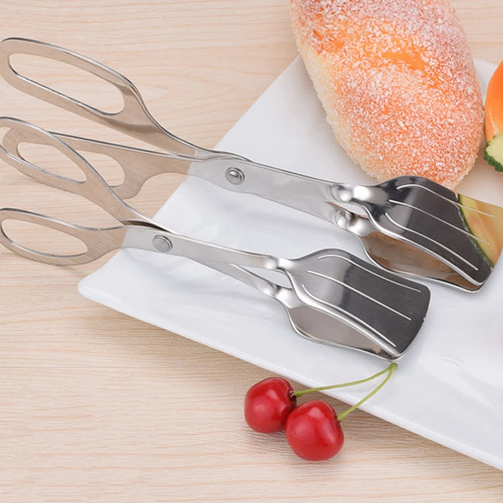 

Stainless Steel Food Tongs Bread Steak Clip Kitchen BBQ Tool Buffet Serving Utensil Cake Gripper Home Restaurant Supply