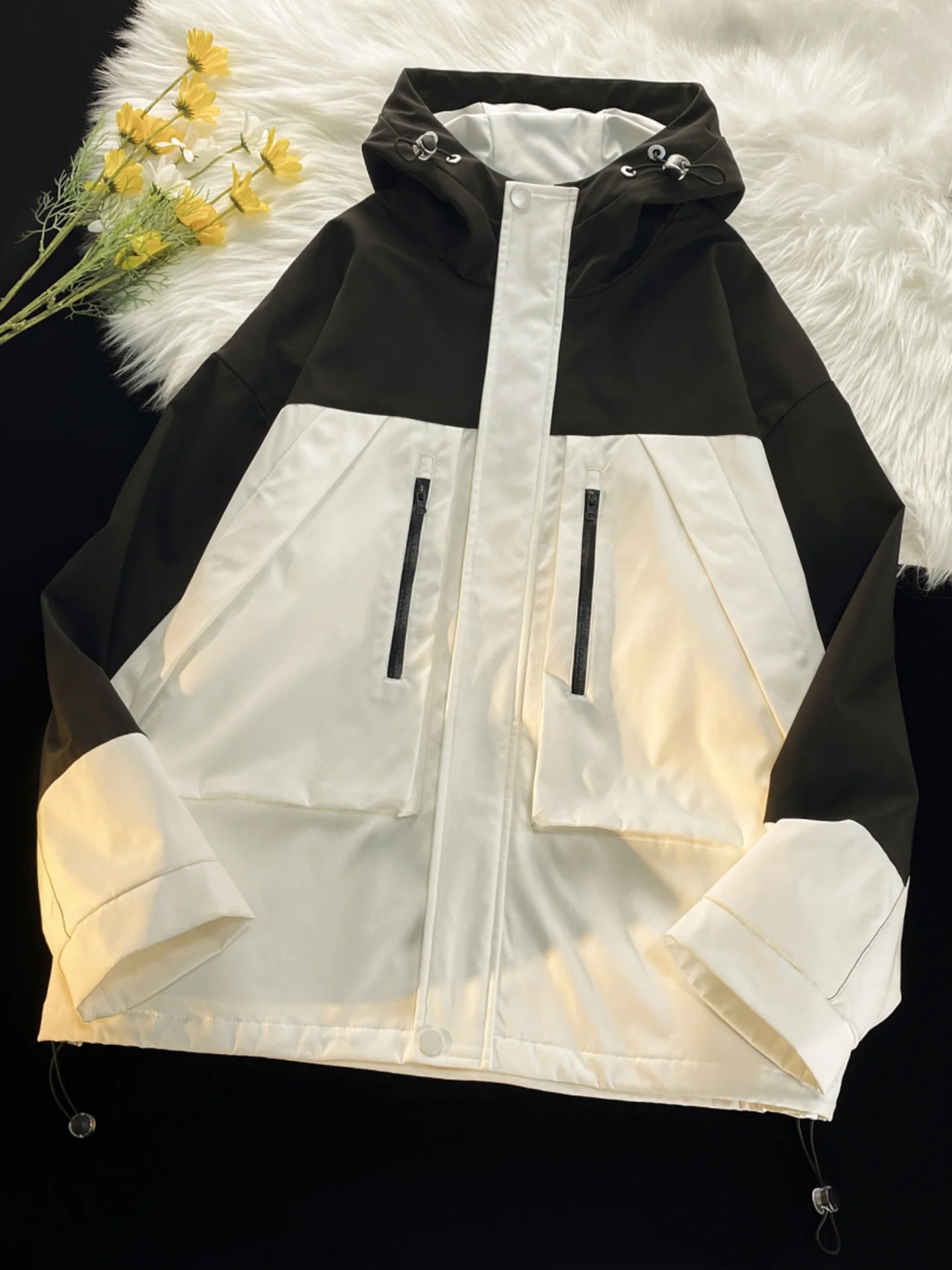 

Snow Flng 2025, зимняя модная повседневная парка с капюшоном, мужская теплая утягивающая ветровка на молнии, длинное волокно из полиэфирного волокна...