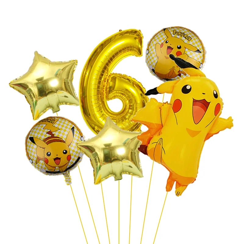 Pokemon themed balloon 32 inch digital balloon set for children\'s birthday new Pikachu aluminum foil ball party decoration toy