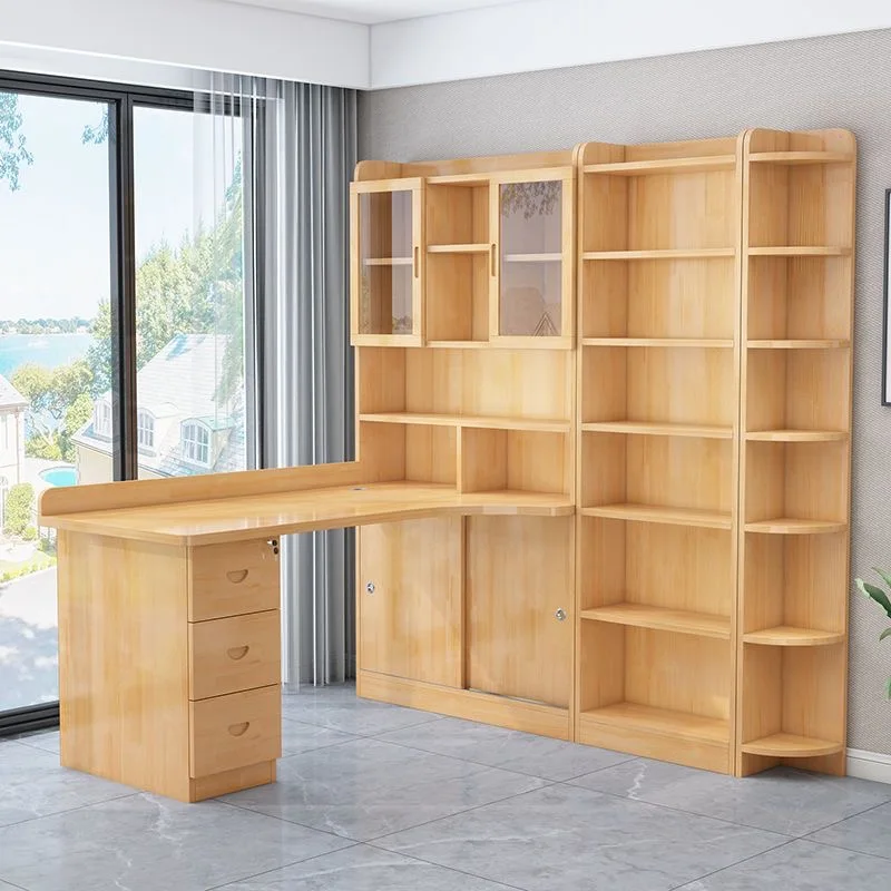 

L Shaped Computer Desk with Desktop Storage Shelf Corner Bookshelf Integrated Bedroom Study Table Desktop Learning Computer Desk