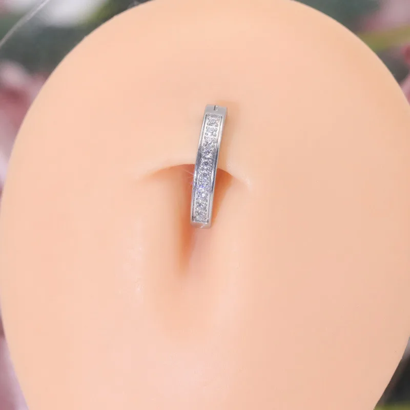 

1PC G23 Titanium 14G 10mm/12mm Bar Belly Piercing Button Rings Reverse Curved Navel Hoop CZ Reverse Glossy Belly Body Jewelry