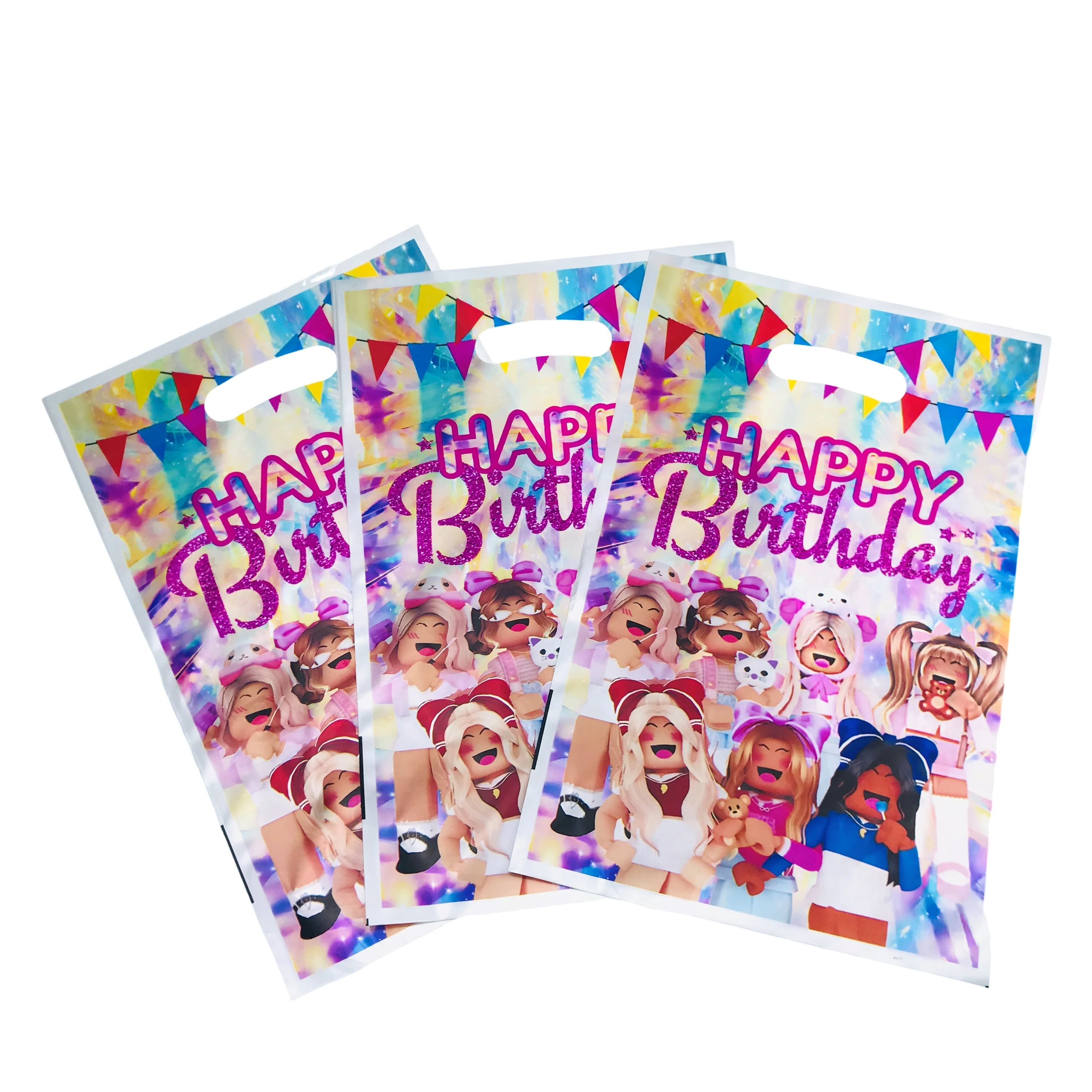 

10/20/30Pcs Pink Roblox Game Cute Cartoon Candy Themed Eco Tote Bags - Birthday Party Gift Packaging Plastic Shopping Bag