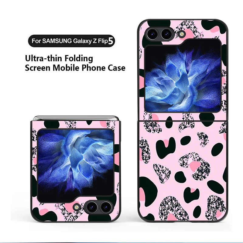 Coque rigide brillante à imprimé léopard pour Samsung Galaxy ZFlip6 Z Flip 7 6 5 4 3 ZFlip3 ZFlip7 FE ZFlip4 ZFlip5