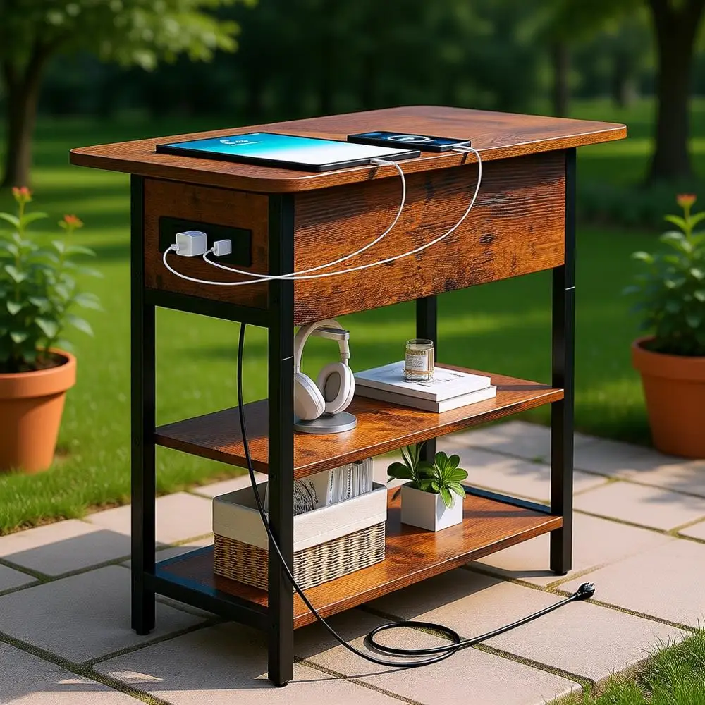 

Современный прикроватный столик с USB-портами и розетками для гостиной или спальни