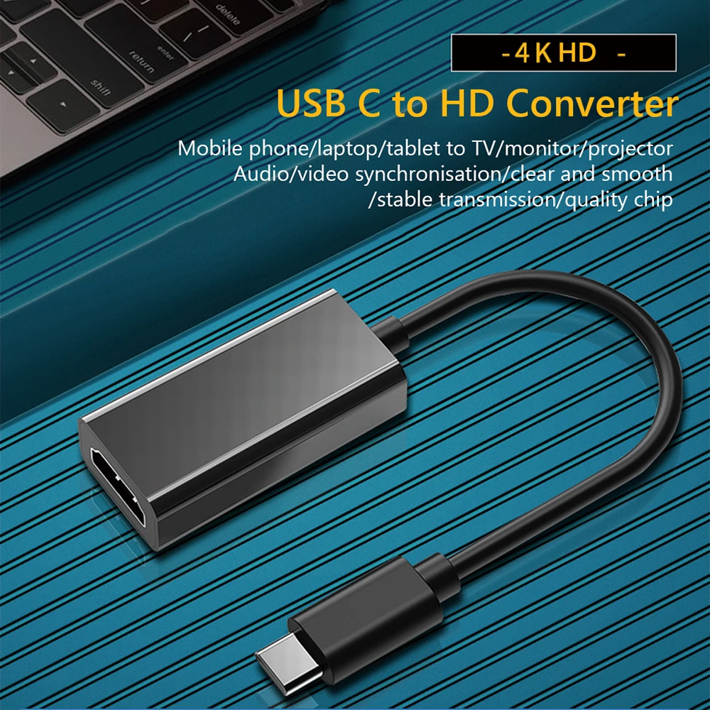 Type C to HDMI-compatible Cable USB C to HD-MI Converter HD 4K USB 3.1 HDMI Cable Adapter for MacBook Chromebook Samsung Xiaomi