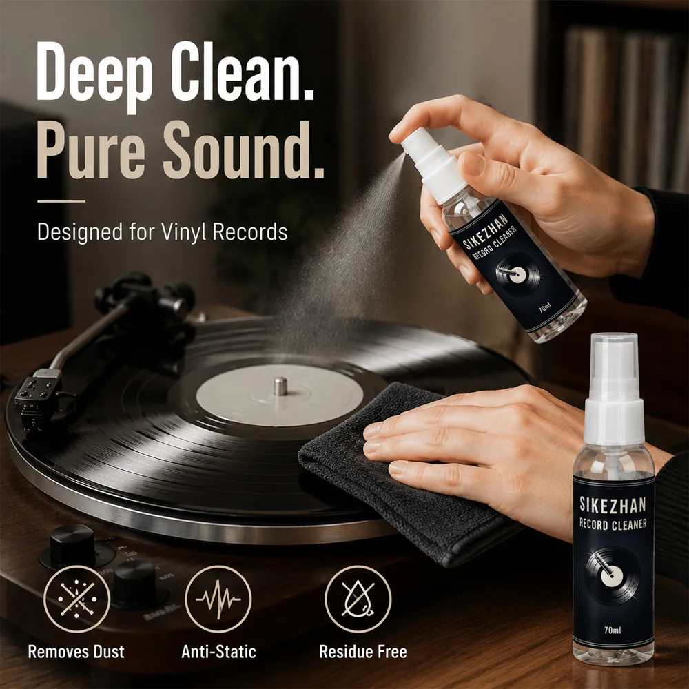 70ml Vinyl Record Cleaner Spray Anti Static Dust Remover Fluid Deep Cleaning Solution for LP Turntable Phono Care SIKEZHAN