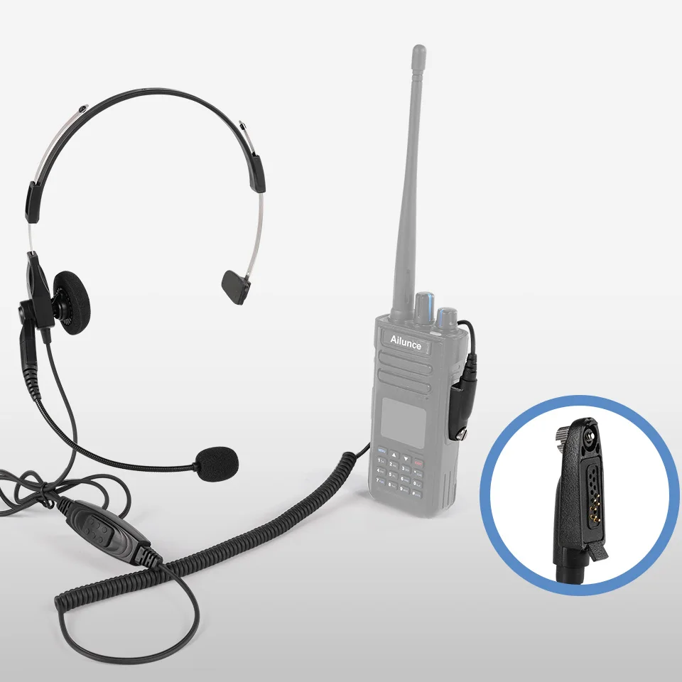 Retevis EHK013 EHK003 Walkie Talkie Headset PTT Microfone giratório ajustável para conector de pino K2 GP328 Plus Conector