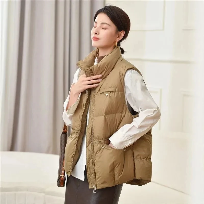 

2023 New Korean Women's Vest Jacket Down Cotton Vest Autumn Winter Parkas Female Casual Sleeveless Loose Waistcoat Ladies Tops