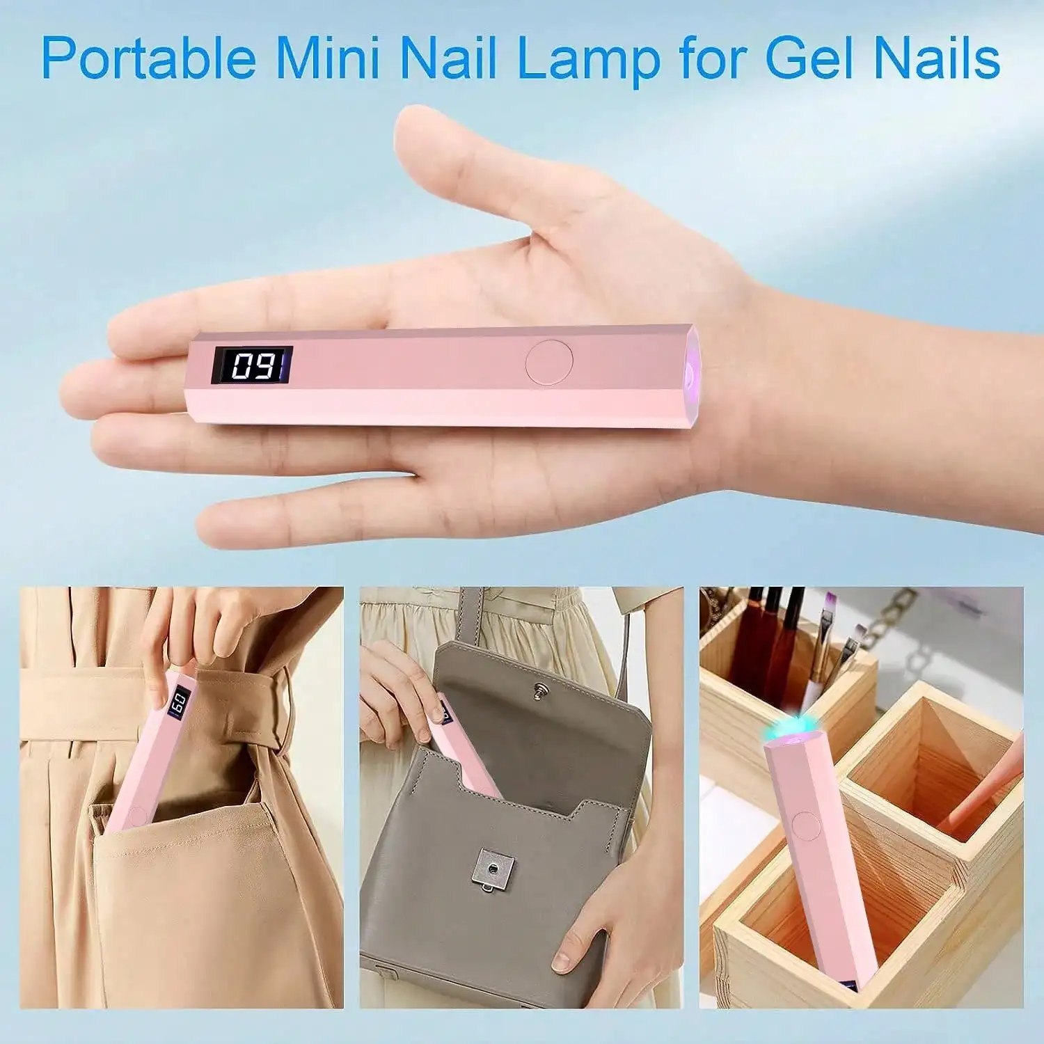 Portable Nail Dryer, USB Mini Nail Dryer Lamp, 180mAh Battery UV LED Nail Lamp, Suitable For Curing All Nail Gels, Applicable For Home Nail Salon