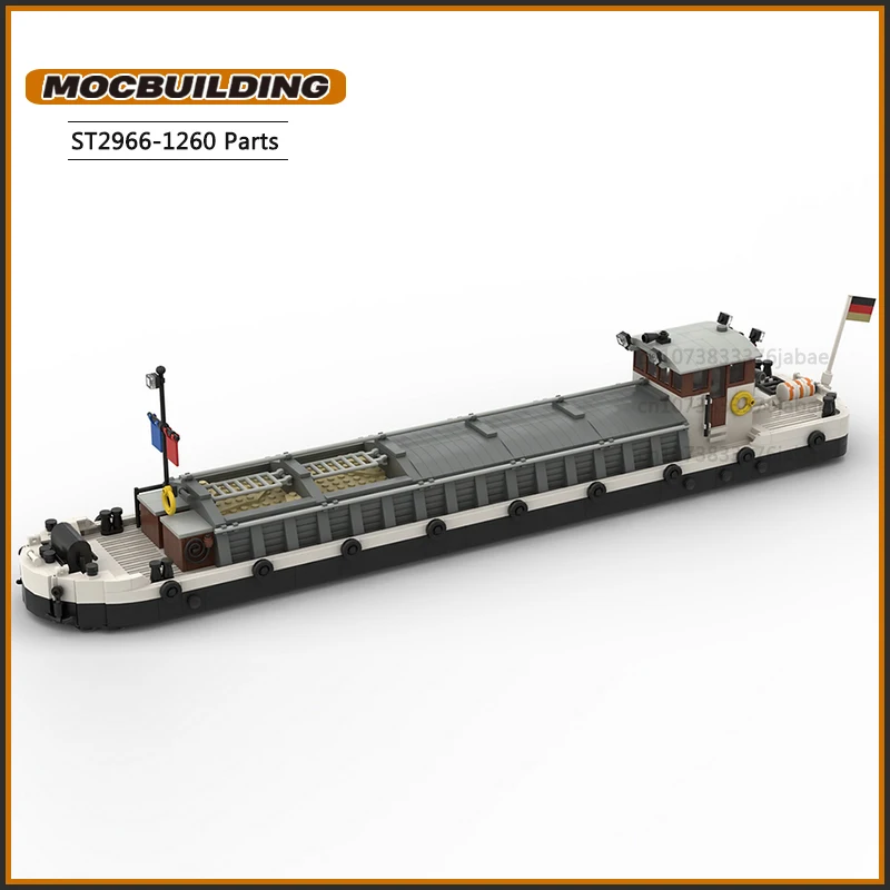 Barge Moc Building Blocks City Harbor Technology Bricks DIY Assembly Model Sets Transport Toys Collection Xmas Gifts